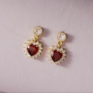 Bejeweled Ruby Heart Earrings